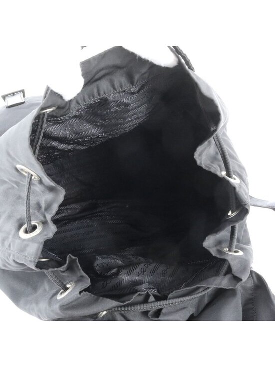 Prada Tessuto Nylon Triangle Logo Leather Backpack Black main image 10